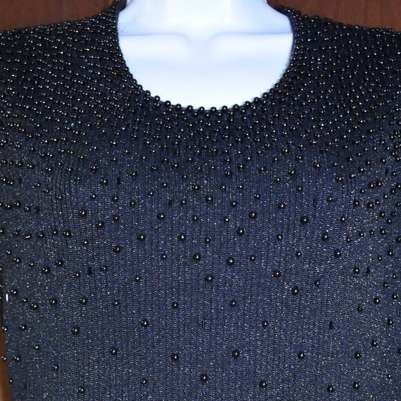 VTG Talk Of The Walk Beaded Sleeveless Sweater Blouse Black Size S M L - Picture 9 of 15